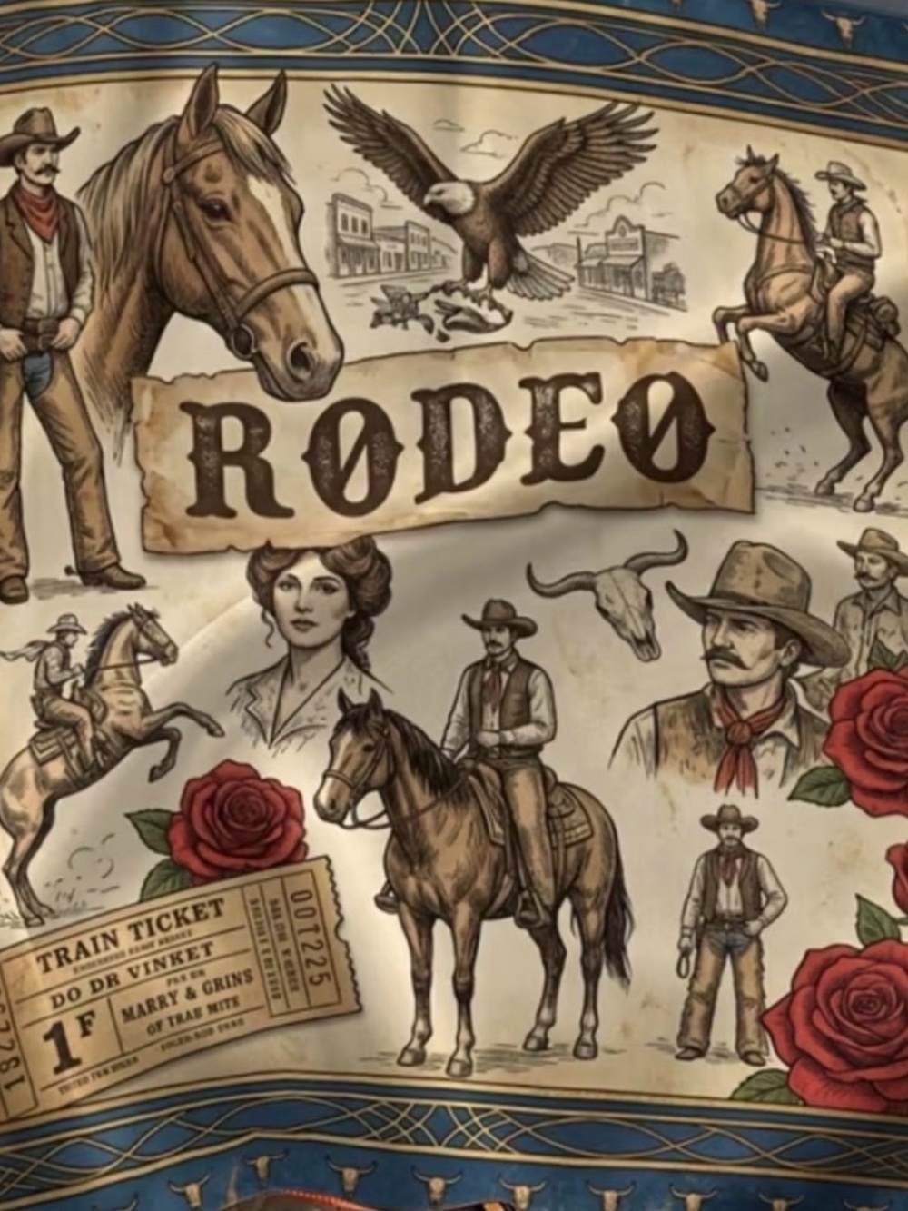 Western Rodeo Bandana Scarf 35” | Vintage Rodeo Cowgirl Square Scarf